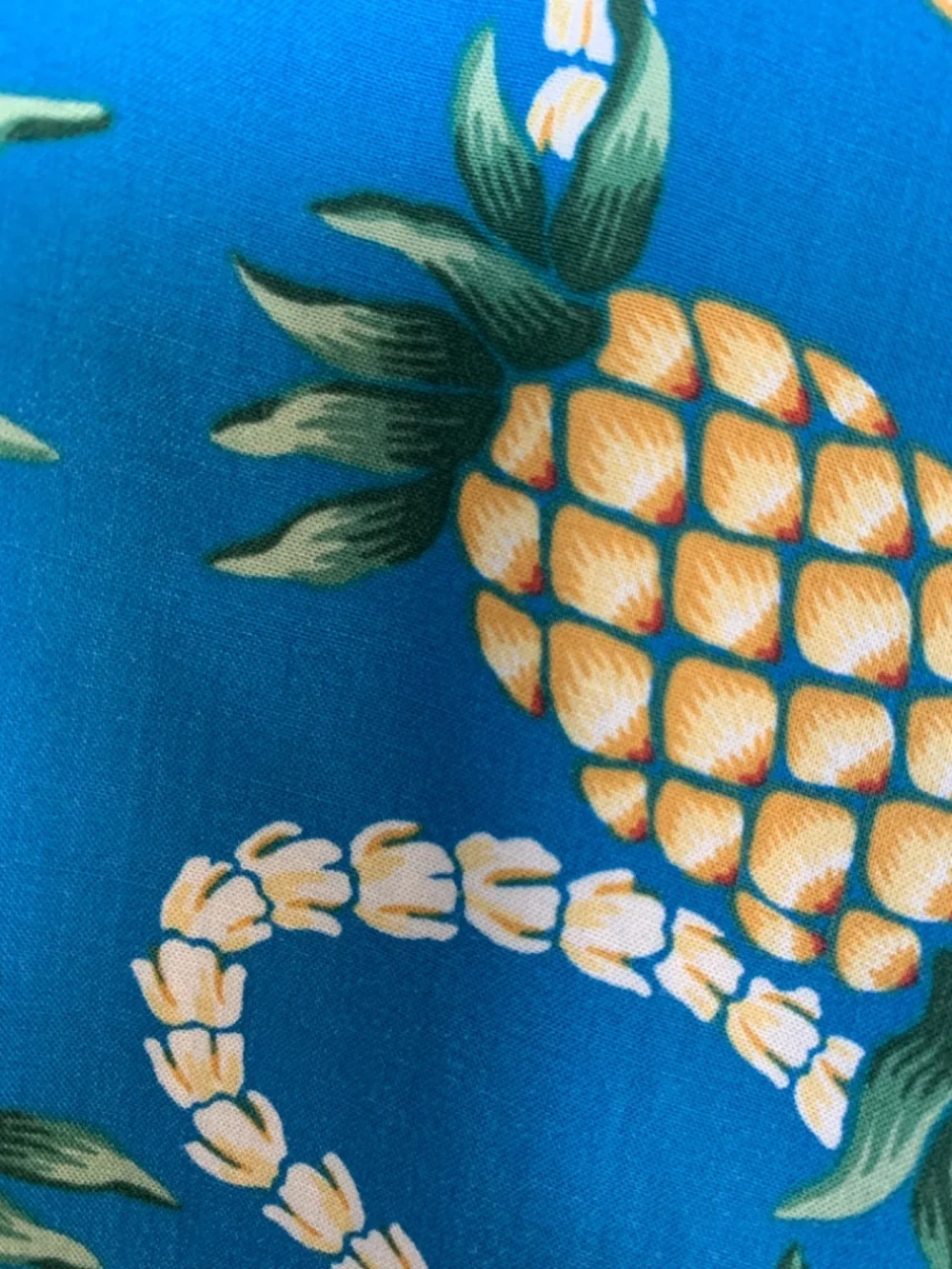 Reyn Spooner Womens Beach Swimsuit Coverup XL Blue Pineapple Print Tassel Tie - Picture 12 of 15